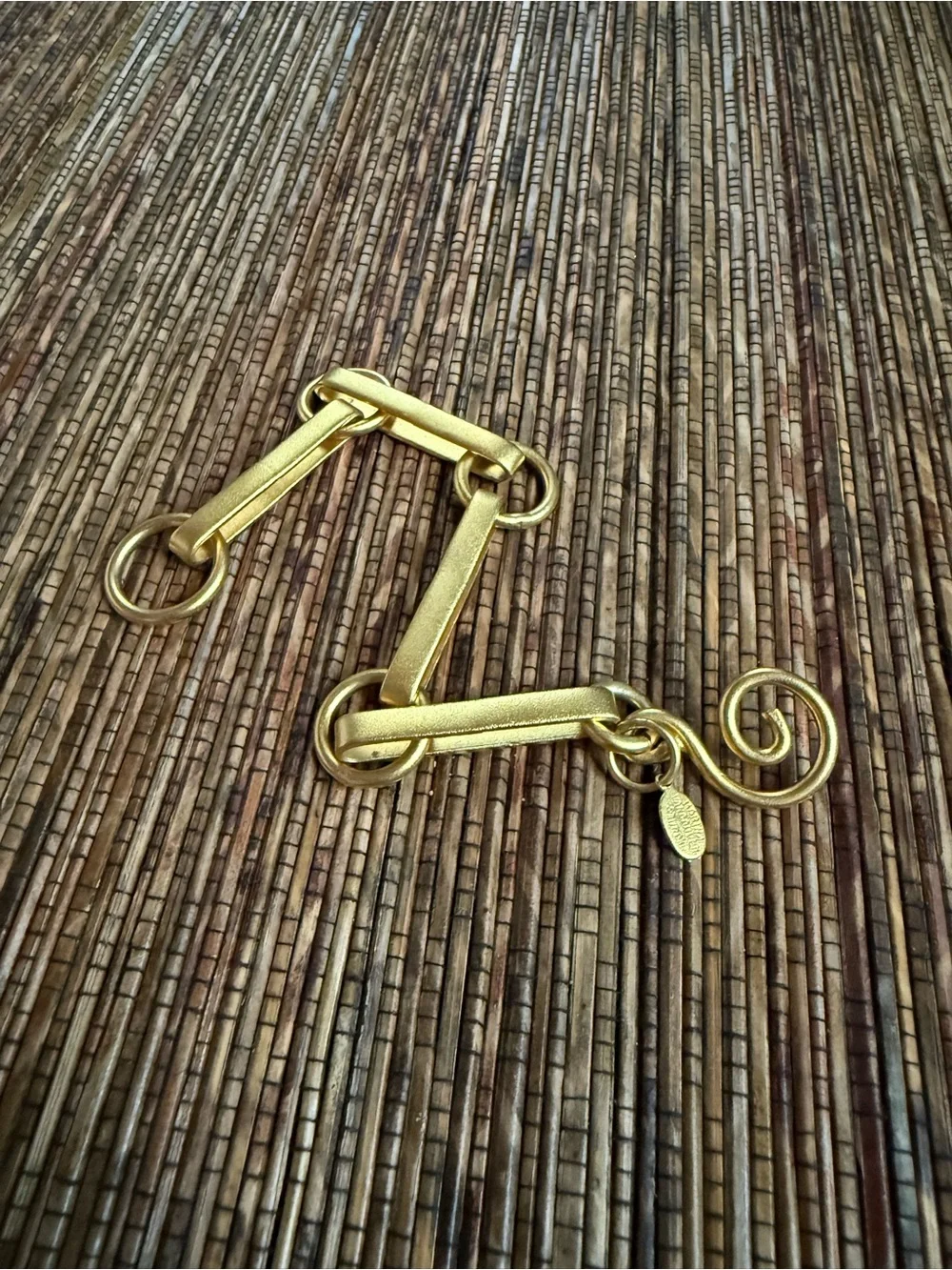 Martha Sturdy Chain Bracelet Gold Plated Matte Finish Modernist Post Modern - Picture 2 of 9